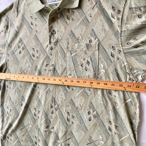 Michael Austin Golf Shirt Mens Size XL Vintage New All Over Print Clubs Flag NWT - Picture 10 of 13